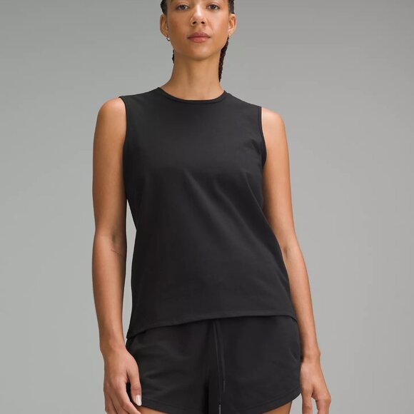 Organic Cotton Crewneck Tank Top/ Black - Picture 1 of 5